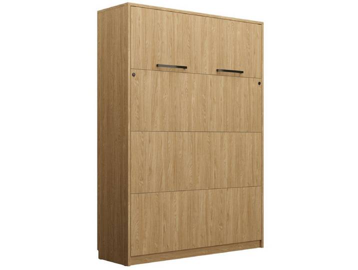 QMM TraumMöbel Schrankbett Wandbett modern vertikal GN 160 x 200 mit LED weiß congo eiche (Möbelstück, 1-St., Schrankbett vertikal 160x200) vertikal klappbar