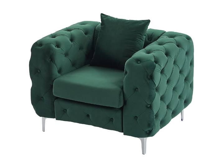 Fauteuil chesterfield en velours vert EDWINA