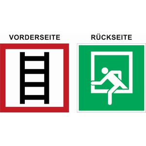 Abtec Hinweisschild ISO 7010 Folie, 20 x 20 cm, Notfenster und Stelle zum Anleitern, doppelseitig