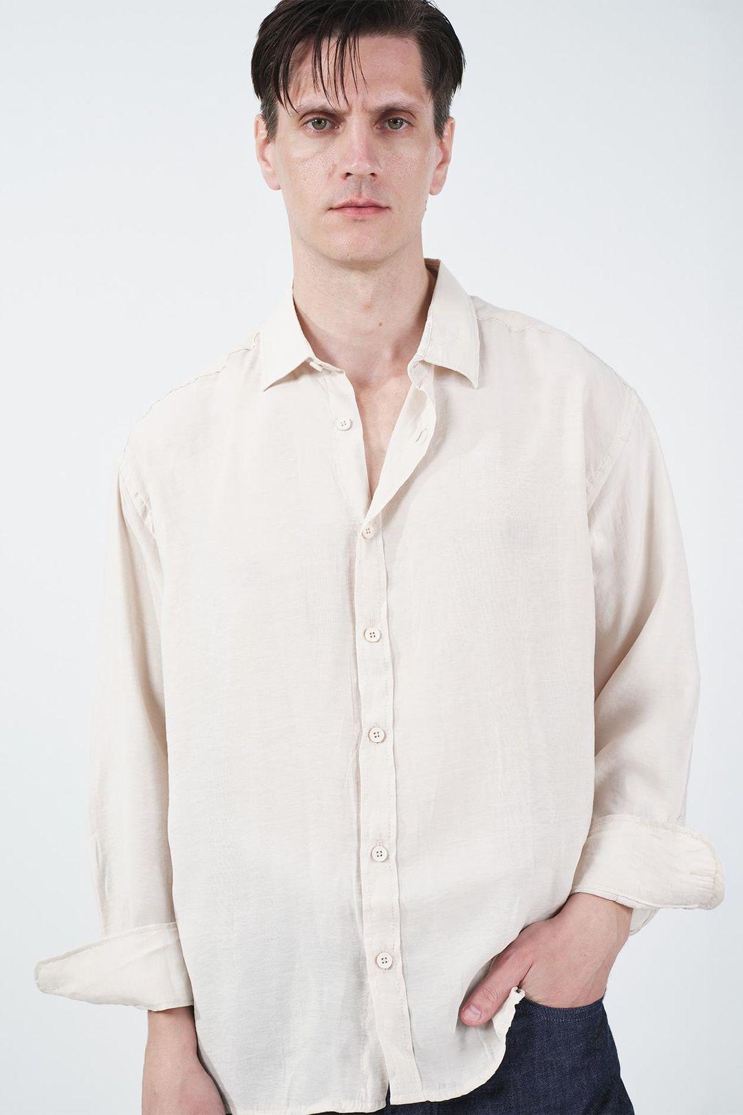 Oversized Baumwoll-Leinen-Mischung Overshirt