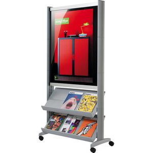 Paperflow Prospekthalter SPP1.35, silber, Prospektregal, Metall, Kunststoff, mit Rollen 6xA4
