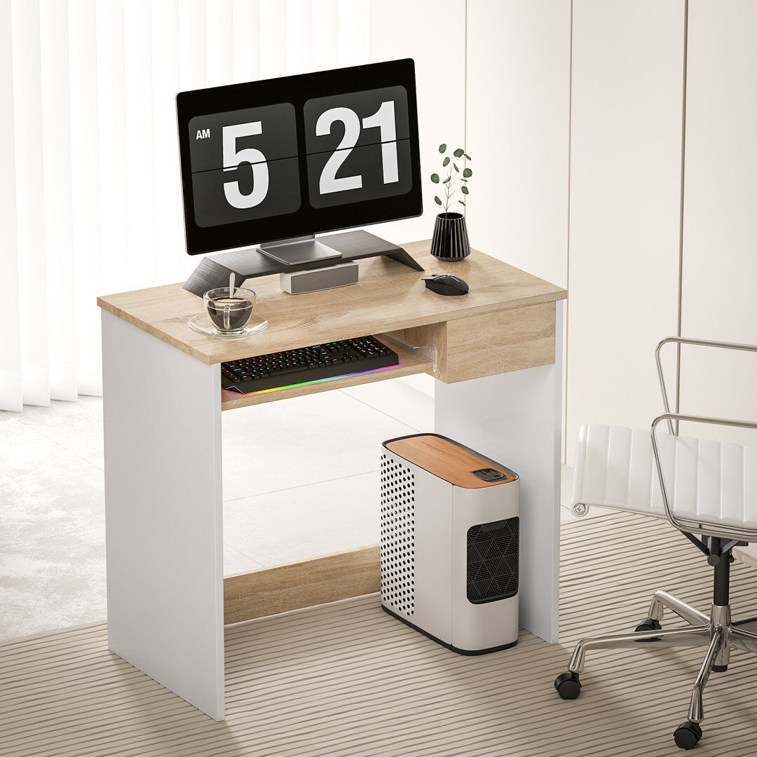 Ebern Designs Dorra Writing Desk Natural/White 75cm H X 80cm W X 45cm D