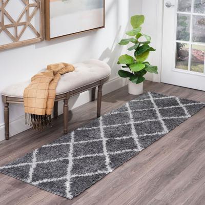 Alise Rugs Sohni Shag Farmhouse Diamond Indoor Area Rug