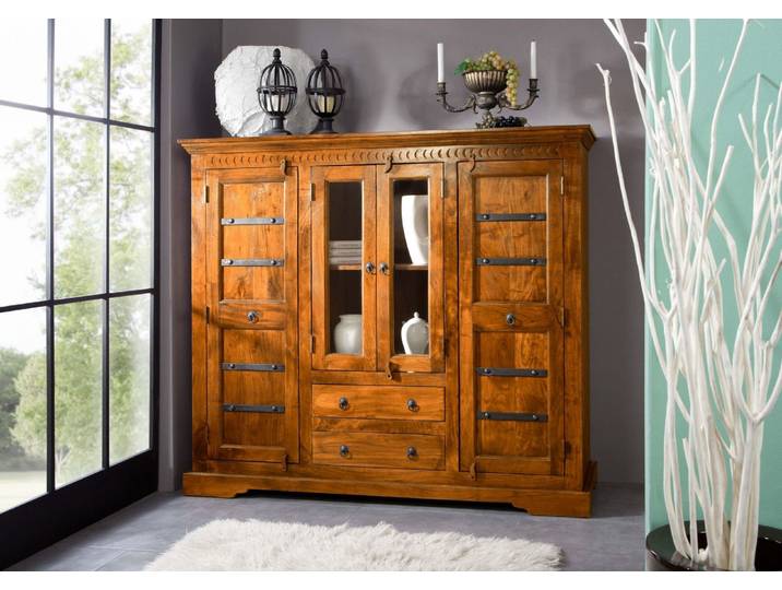 Highboard Akazie 160x50x142 honig  lackiert OXFORD #0418