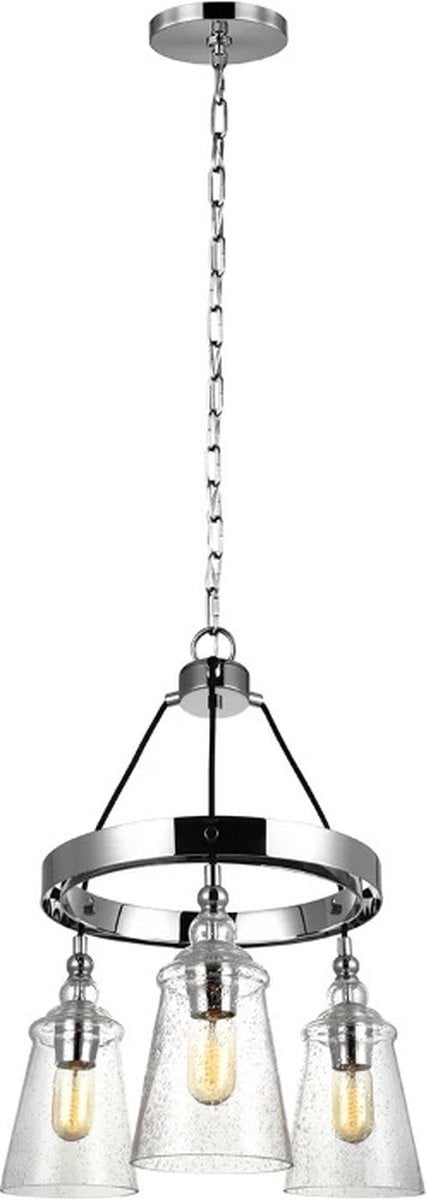 Feiss LED Kroonluchter Chrome met Glas en Metaal, 3 x E27