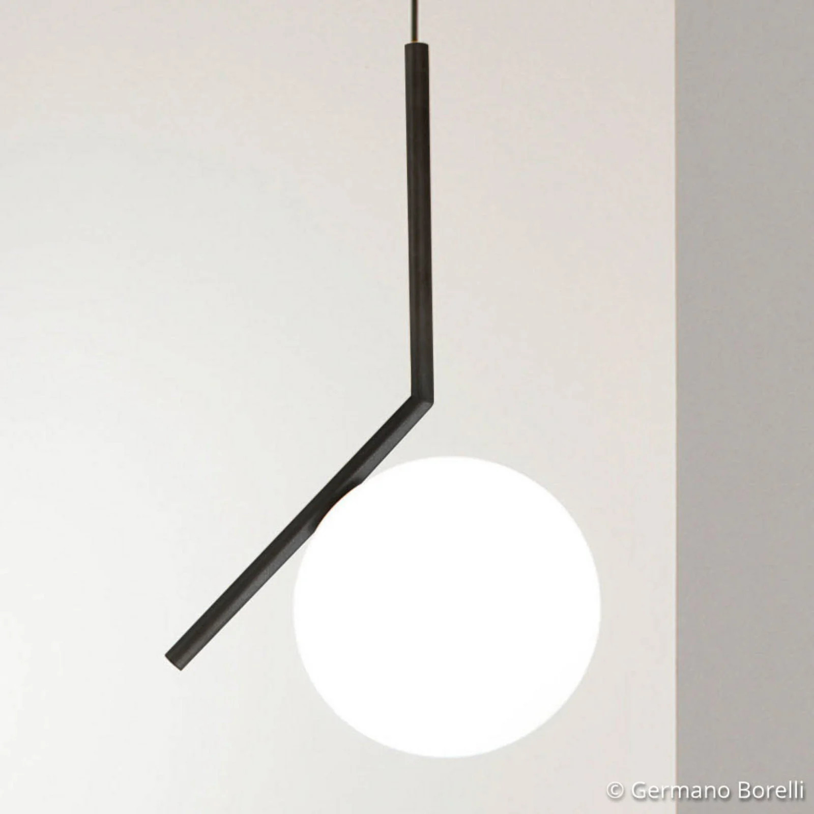 Flos IC S1 hanglamp - Matzwart - Bolvormig Glas