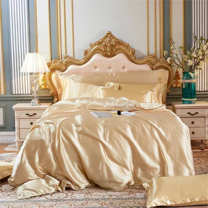La parure de lit Parure de Lit en Satin beige - 50x75 cm 220x240 cm