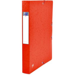 Oxford Heftbox TOP FILE+, 400114372, aus Karton, A4, 4 cm Füllhöhe, rot, Verschluss seitlich mit Gummizug