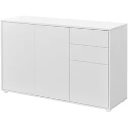 Helloshop26 - Sideboard Kommode praktisches Aufbewahrungsmöbel mit 2 Schubladen und 3 Türen 117 cm mattweiß 03_0005047