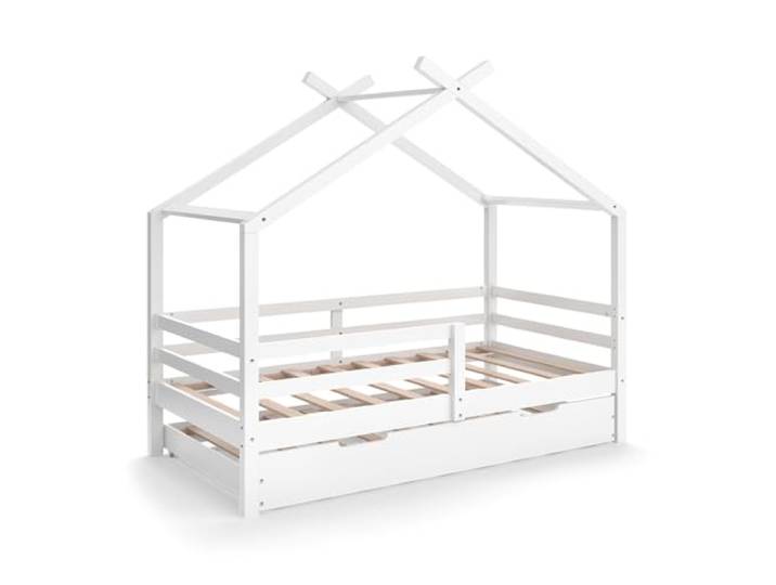 Vitalispa Hausbett Luni , Weiß, 160 x 80 cm mit ausziehbarem Gästebett, wie ein kleines Zuhause – für eine warme Atmosphäre