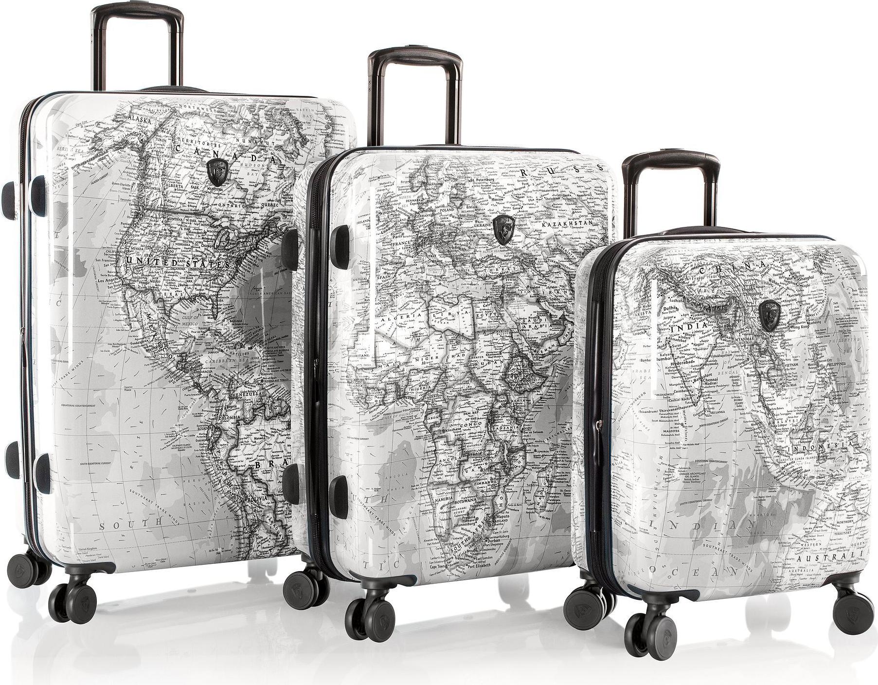 HEYS Trolley Journey 3G 3pc Set Black / White Map weiß 55cm