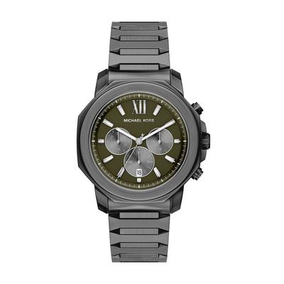 Chronograph MICHAEL KORS "Prescott", grau (anthrazig), Armbanduhren, Herren, Chronograph, Quarzuhr, Armbanduhr, Herrenuhr, Edelstahlarmband, analog, Tag