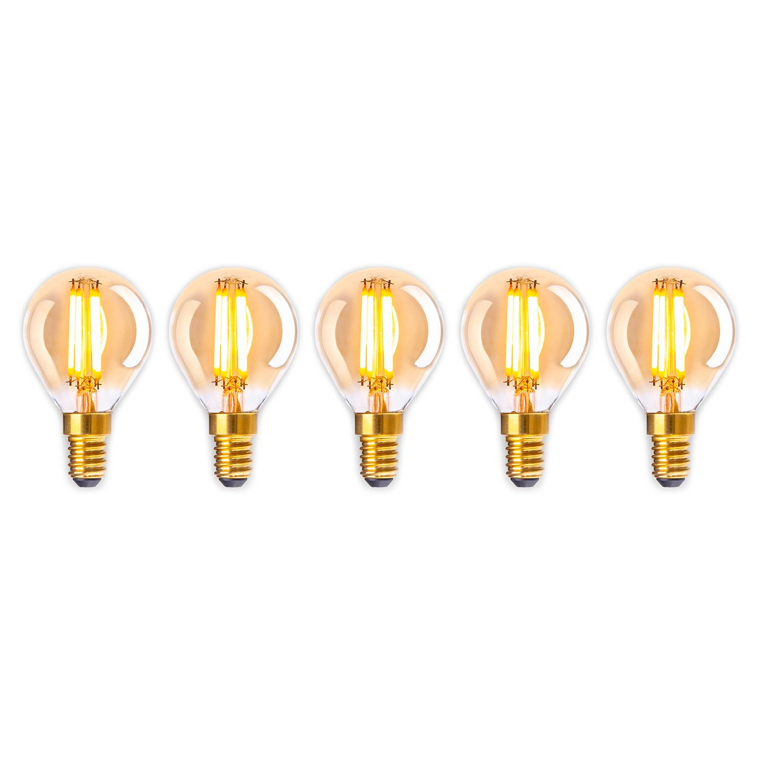 home24 Wales LED-lichtbron set van 5, goud/transparant, Ø 4 cm