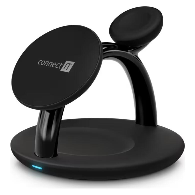 Connect IT MultiCharge 3in1 MagSafe schwarz / Kabelloses Ladegerät / 15W (15 W) (CWC-9060-BK)