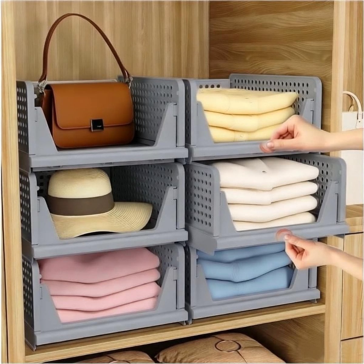 Merkloze 4 stuks opbergsysteem kleding organiser, opvouwbare plastic ladeboxen