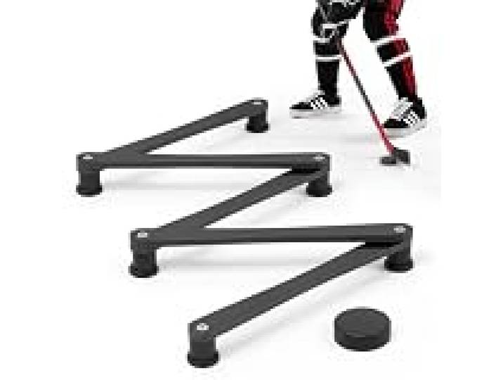VEVOR Équipement d'Entraînement de Hockey à 5 Sections Réglable Pliable, Appareil d'Entraînement au Contrôle de Palet Rondelle Patinoire, Entraîneur de Maniement de Crosse de Hockey Léger Portable