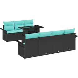 vidaXL Gartensofa-set 8 stk. 7-Sitzer Schwarz Poly-Rattan 3356969