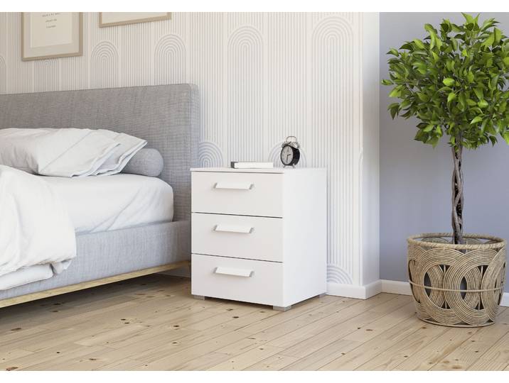 Table de chevet 61cm Blanc/Blanc alpin