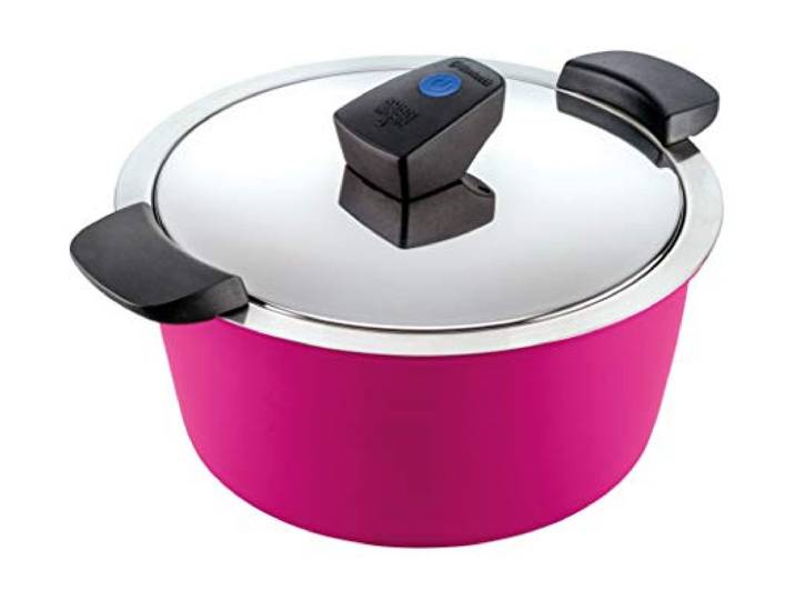 KUHN RIKON HOTPAN COMFORT Servierkasserolle 3 Liter/22 cm, induktion, Edelstahl, fuchsia, Stainless Steel
