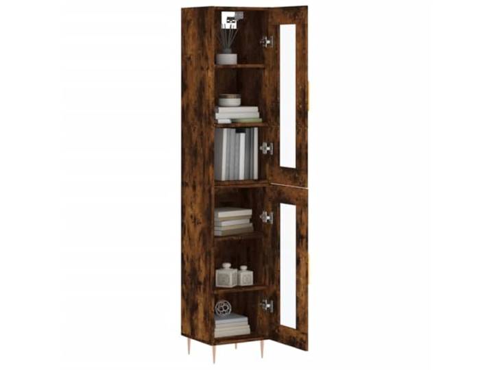 KTHLBRH Anrichte Eiche Rauch 34,5 x 34 x 180 cm Holz mehrschichtig Füße aus Eisen, praktische Tür, Montage erforderlich, 1 Sideboard + 1 Regal