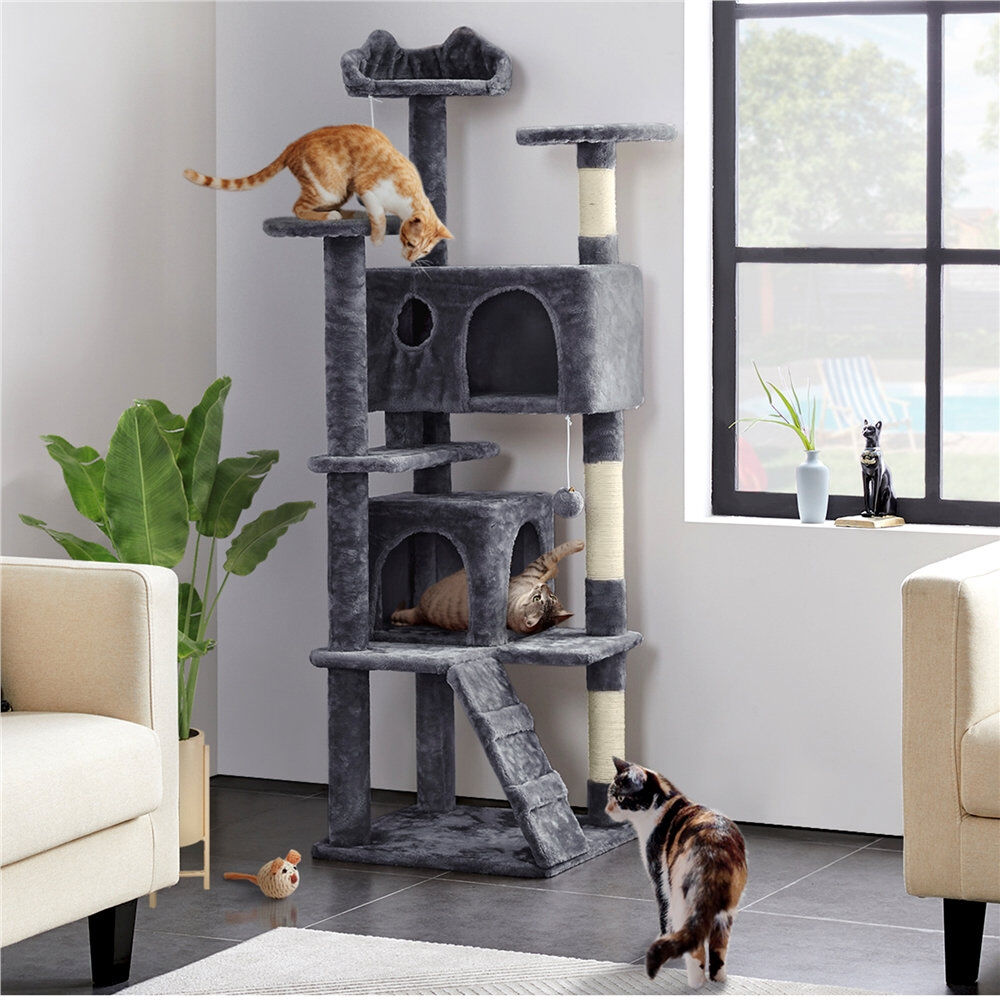 Yaheetech Cat Tree Dark Grey 158cm H x 49cm W x 49cm D