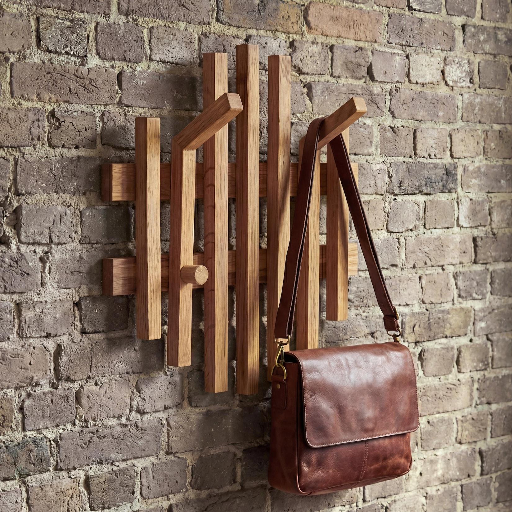 MCA Garderobenpaneel MCW-P57, Wandgarderobe Garderobenleiste Holzgarderobe, Massiv-Holz 40x38cm Eiche