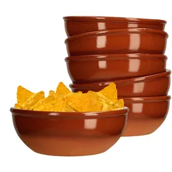 6er Set Tonschale 12,5cm braun glasiert 350ml - 99539