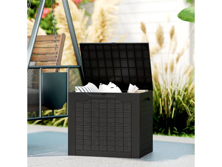 OUTSUNNY-Coffre de Rangement Extérieur HauL Étanche, avec DetBlack Intégré