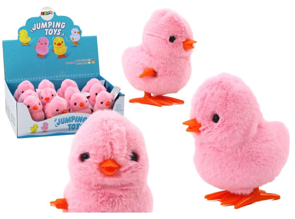 Leantoys Springende Kip Opwindknuffel Decoratie Roze