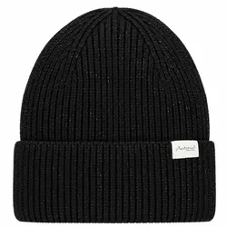 Antonio Strickmütze Beanie mit Lurex und Umschlag - Black