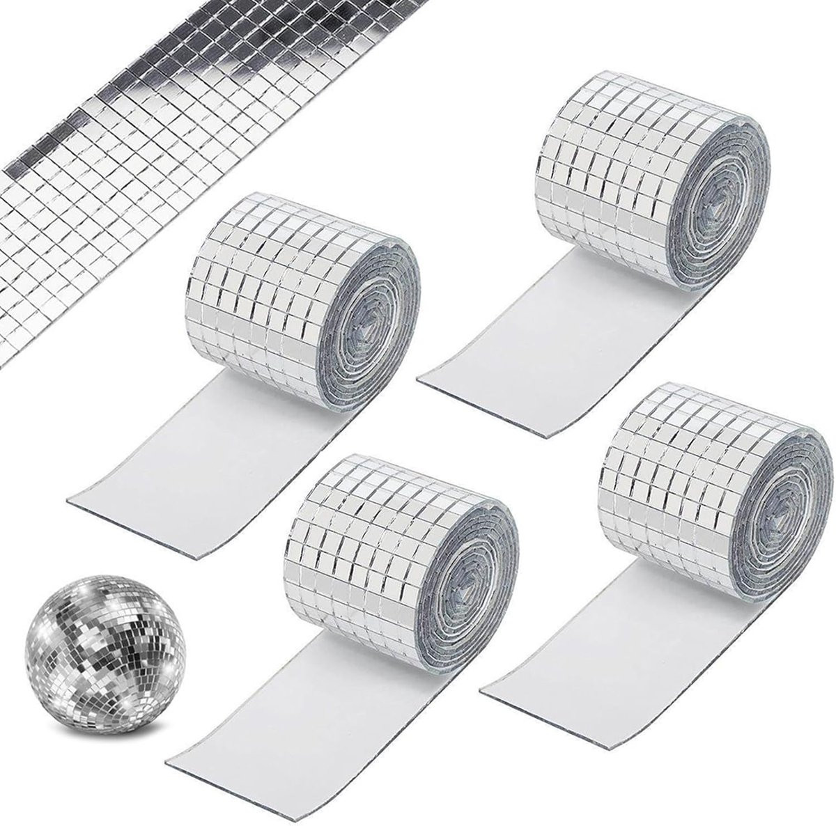 4 Rollen Zelfklevende Mini Mozaïektegels van Glas - Zilveren Spiegel Stickers voor Keuken en Badkamer
