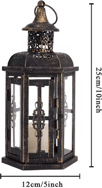 Inspire Curations Vintage Nordic Black Iron Candle Lantern Hanging Aesthetic Candle Holder For Home & Events 1pc Black