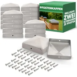 Novatool, Zaunpfosten + Pfähle, 20x Pfostenkappen Sparset 71x71mm verzinkt mit Schrauben, Pfostenabdeckung Pfostenkappe
