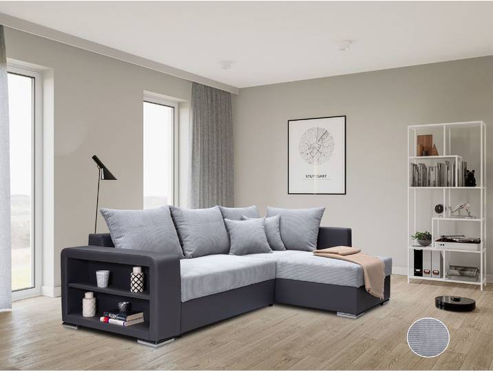 COLLECTION AB John L-Form, B: 226 cm Schlaffunktion, Bettkasten, Regalelement & 2 Zierkissen
