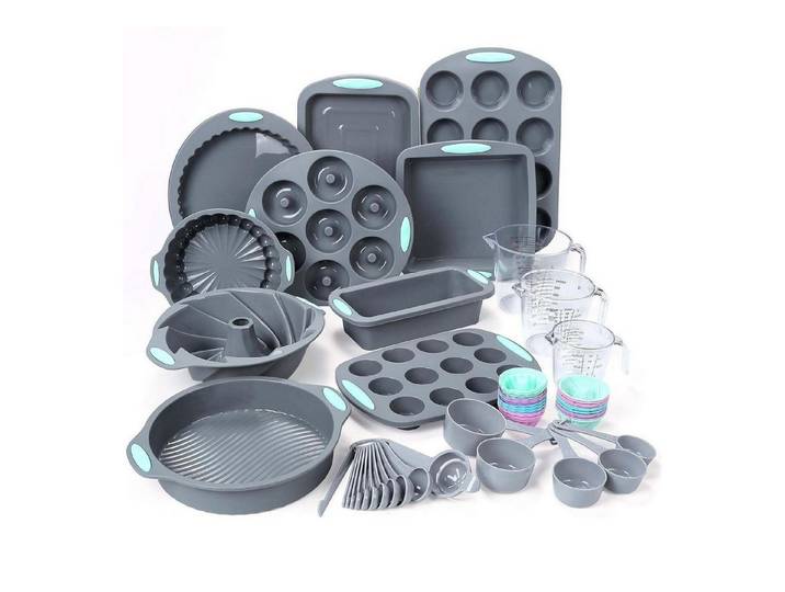 LuxusKollektion Silikonform Backformen Set Silikon grau 54tlg, (54-tlg)