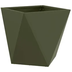 Helloshop26 - Moderne Rechteckige Outdoor-Pflanzkübel 50 x 50 x 50 cm Witterungsbeständig Ästhetik aus olivgrünem Stahl