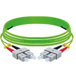 Exertis Connect LWL Patchkabel, 50/125 μm, OM5-Faser, SC Duplex Stecker/Stecker, UPC, lindgrün, 10 m UPC-Schliff (10 m), Netzwerkkabel
