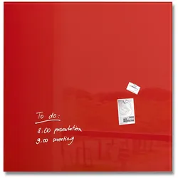 Sigel GL202 Glas-Whiteboard / große Glasmagnettafel Artverum, 100x100 cm, rot
