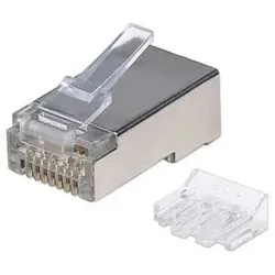 Intellinet 90er-Pack Cat6A RJ45-Modularstecker, STP, 3-Punkt-Aderkontaktierung, für Massivdraht, 90 Stecker im Becher