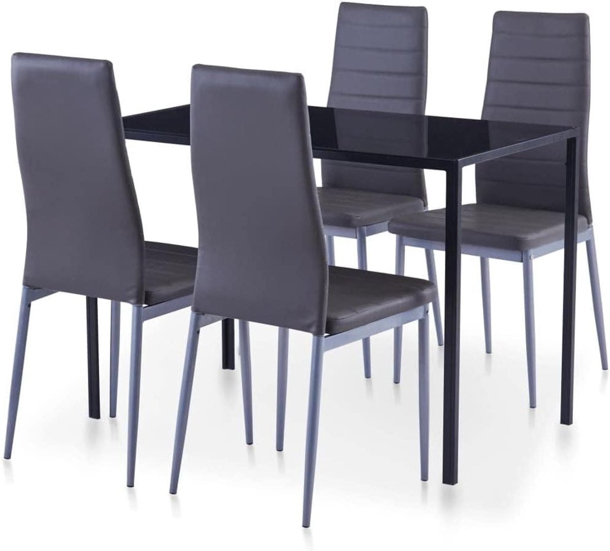 5-delige moderne eetkamer set met eettafel en stoelen in grijs