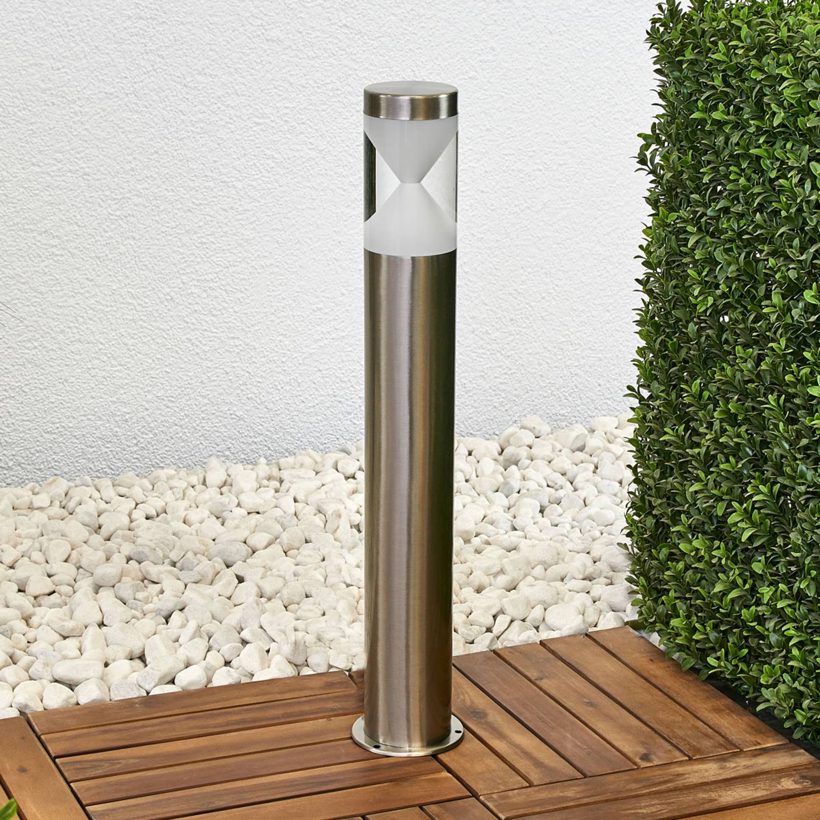 Lindby LED path light Fabrizio, height 56 cm, stainless steel Fabrizio, Alu / grey / zinc, Stainless steel, Modern, Outdoor lights