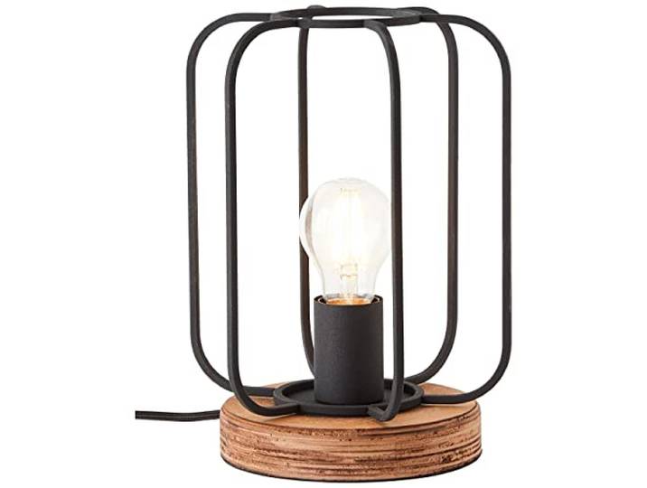 BRILLIANT Lampe, Tosh Tischleuchte antik holz/schwarz korund, 1x A60, E27, 40W, Holz aus nachhaltiger Waldwirtschaft (FSC)