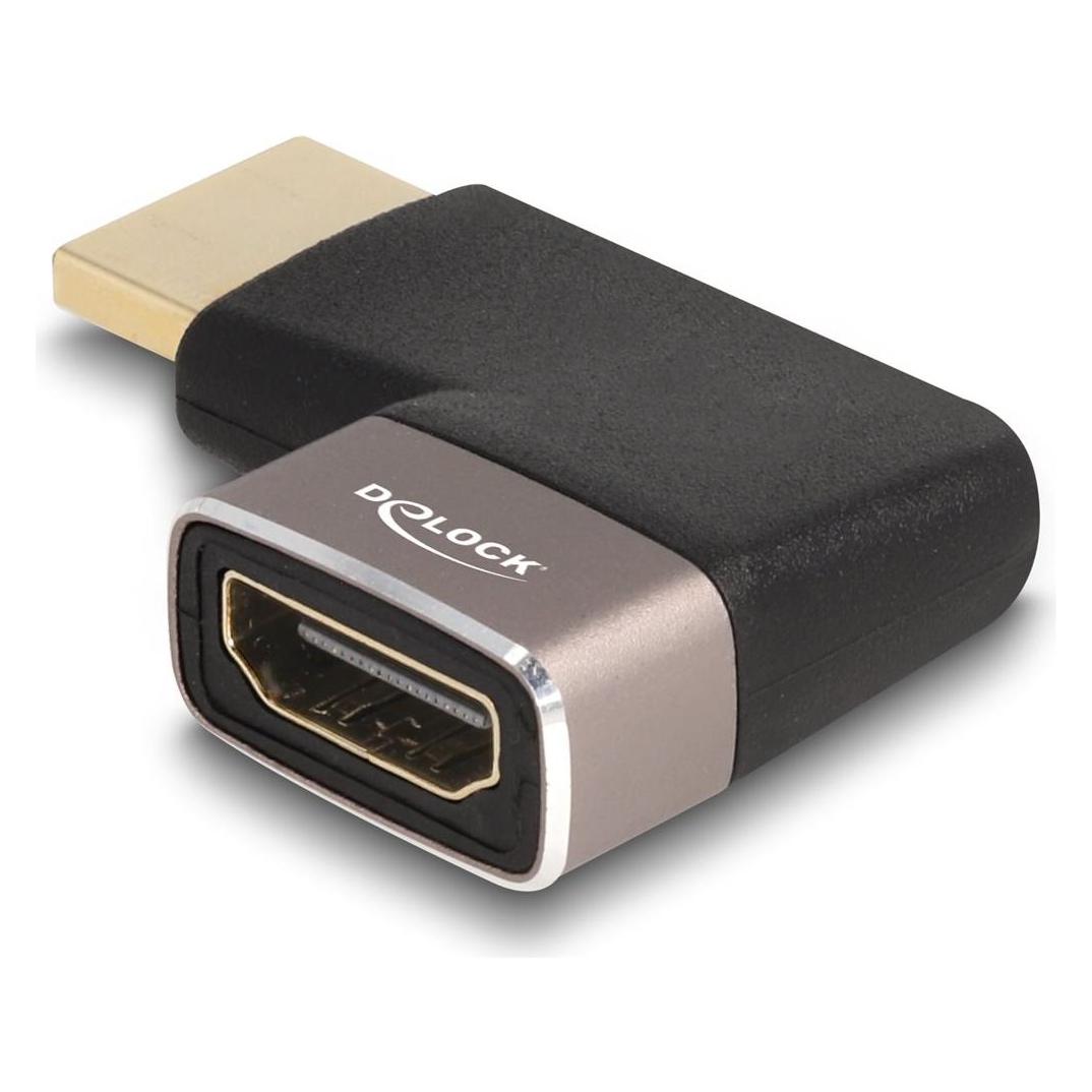 Delock HDMI Adapter Stecker zu Buchse 90° rechts gewinkelt 8K 60 Hz grau Metall (60084)