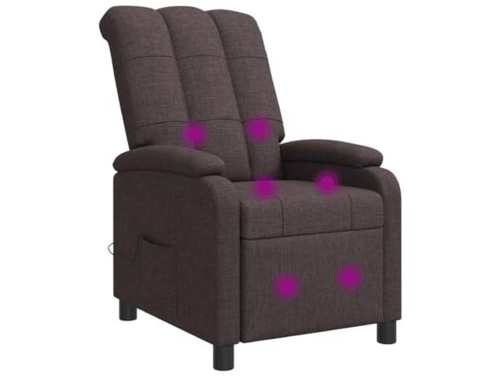 Massage Relaxsessel Dunkelbraun Stoff mit Verstellbarer Neigung Polyesterstoff, Schaumstoff- und Faserfüllung, Metall- und Holzwerkstoff-Rahmen, 115°-160°