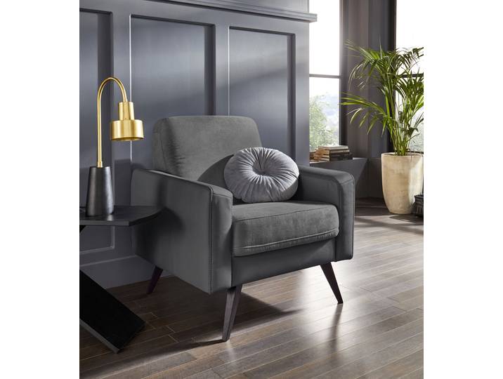 Sessel EXXPO - SOFA FASHION Samso, Loungesessel mit tollem Sitzkomfort , grau, B:82cm H:87cm T:49cm, Sessel, Sessel, Komfortsitzhöhe 49cm