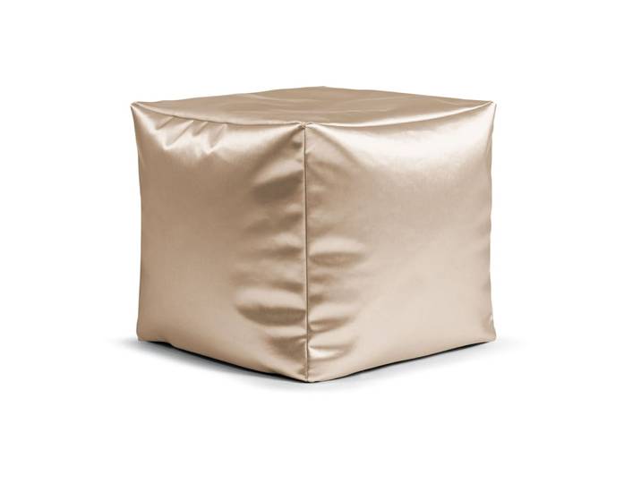 Pouf carré métalisé effet cuir doré 40x40x40 cm