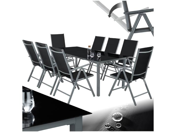 Aluminium Sitzgruppe 8+1 - anthrazit