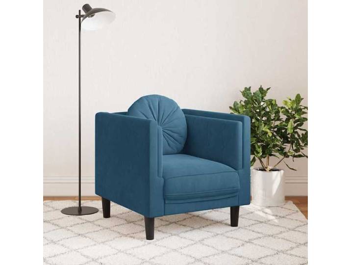 Fauteuil moderne en velours - VIDAXL - Bleu - 71x77x70 cm - Moelleux - Velours doux - Oreiller rond inclus