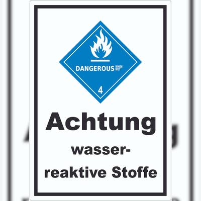 HB-Druck Aufkleber wasserreaktive Stoffe Dangerous when wet A8 (52x74mm)