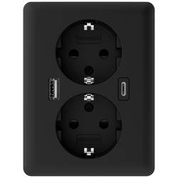 2USB 2U-449719 Unterputz-Dose mit USB-C®, mit USB-Ladeausgang Schwarz (matt)